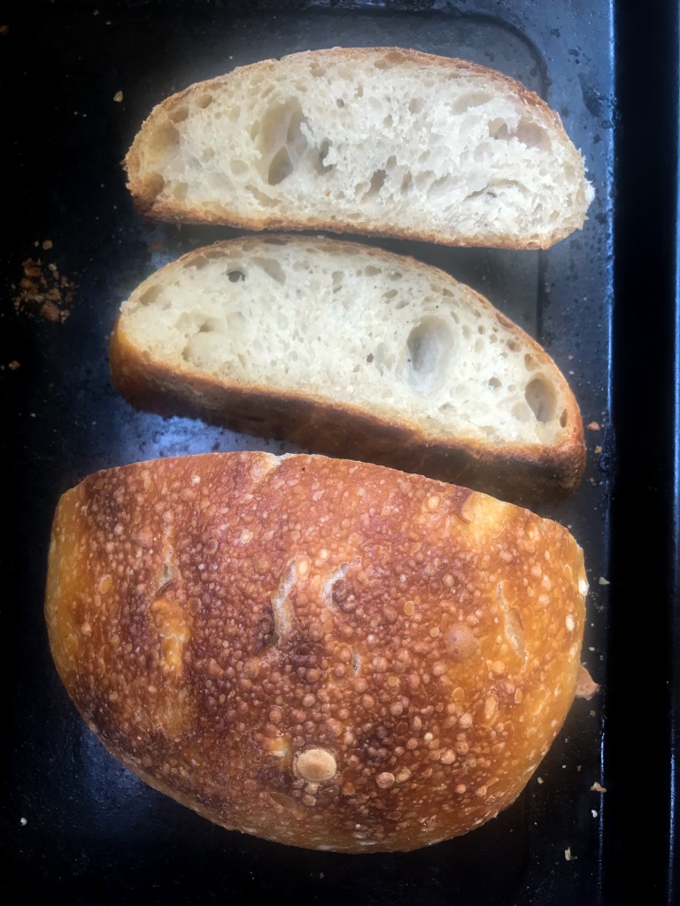 Beautiful sourdough loaf with stiff dough